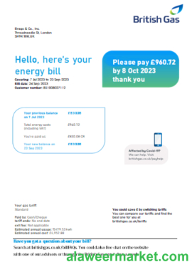 British Gas Energy utility business bill SCR page 1